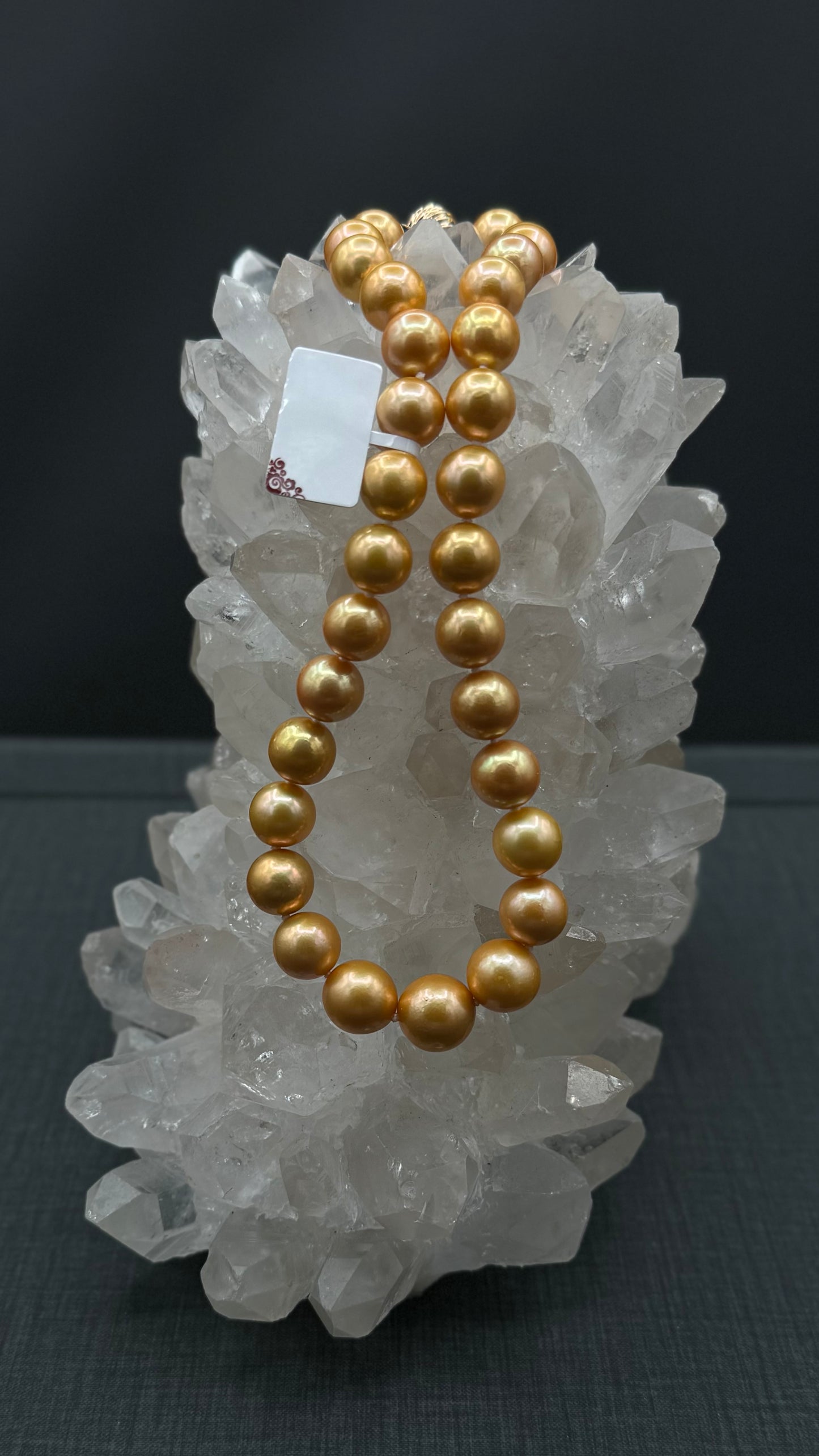 15.5" South Sea Deep Gold Pearl Necklace | AAAAA Excellent Grade | 14K Gold