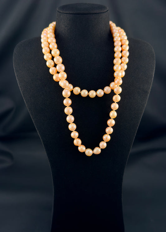 42" Baroque Golden-Pink Pearl Necklace | AAA-TOP Luster | *No-clasp
