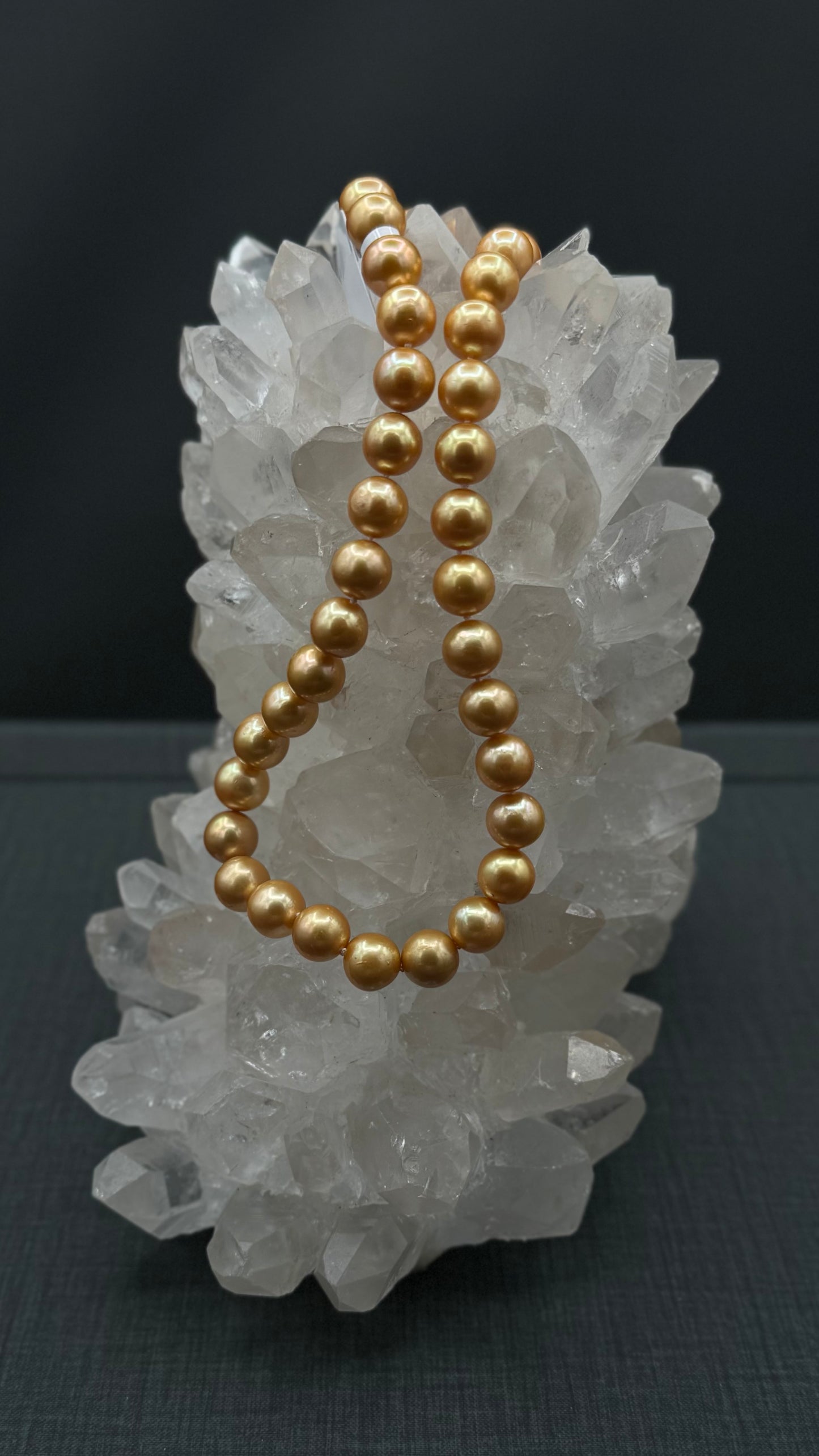 16" South Sea Deep Gold Pearl Necklace | AAAA Superb Grade | 14K Gold