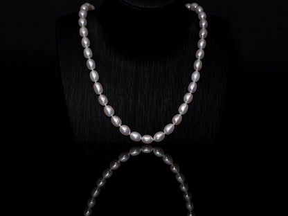20" Oval Baroque White Pearl Necklace | AAAAA Grade | 18K (yellow-gold) Clasp [cn084]