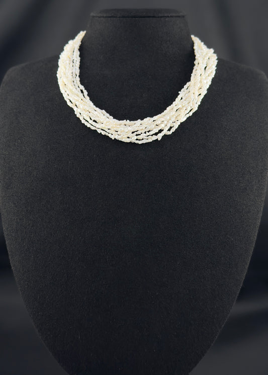 16" Keshi White Sea Pearl Necklace| AAAAA Grade | 18K Clasp