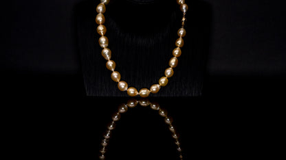16" | South Sea Baroque Golden Necklace | TOP Grade | 18K [cn101]