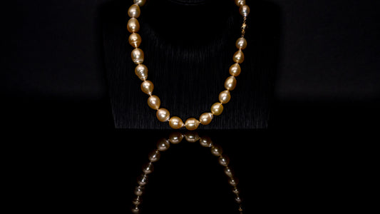 16" | South Sea Baroque Golden Necklace | TOP Grade | 18K [cn101]