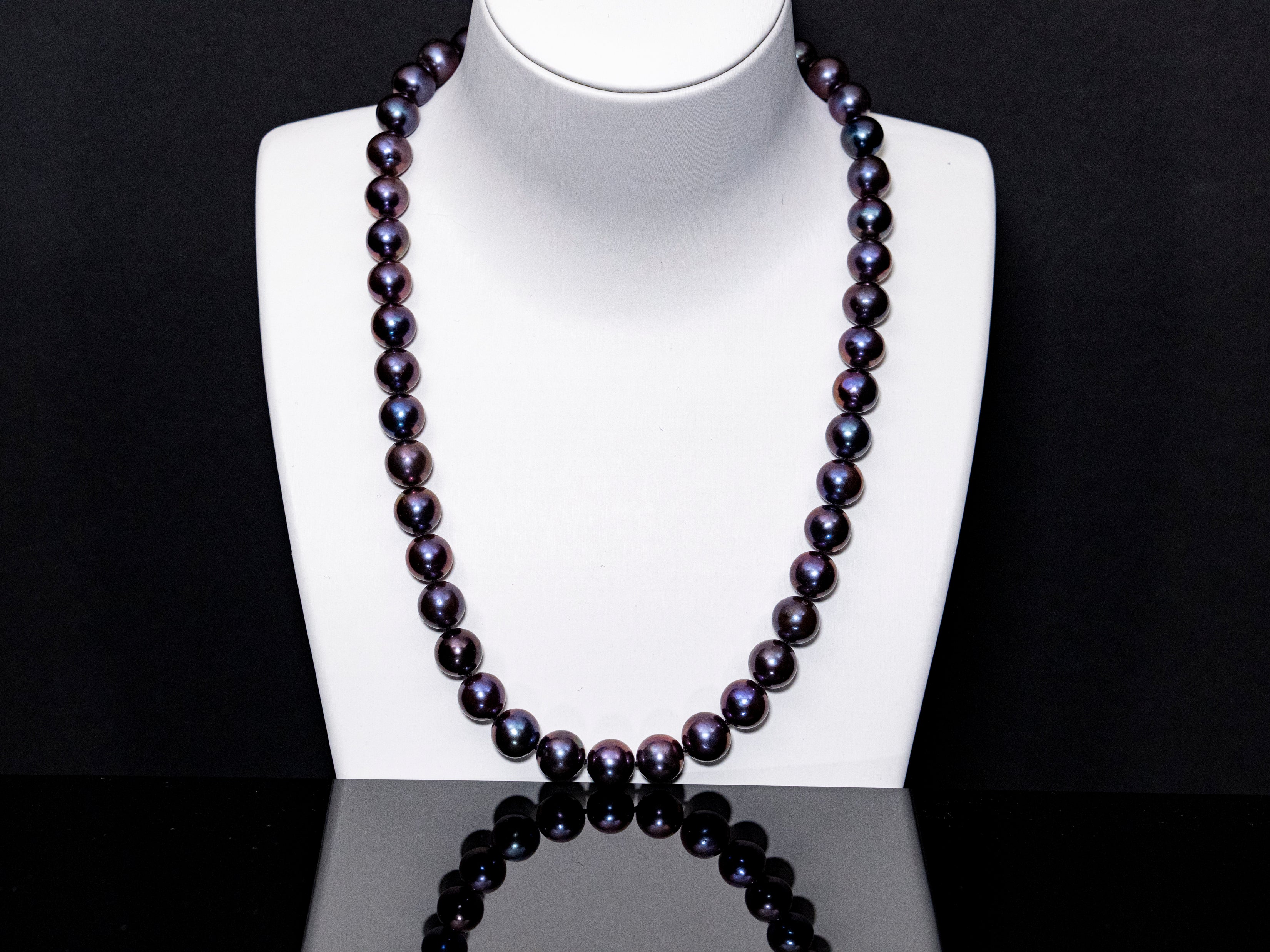 20" Tahitian Purple Pearl Necklace | AAAAA Grade | 14K Clasp [cnT039]