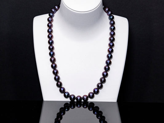 20" Tahitian Purple Pearl Necklace | AAAAA Grade | 14K Clasp [cnT039]
