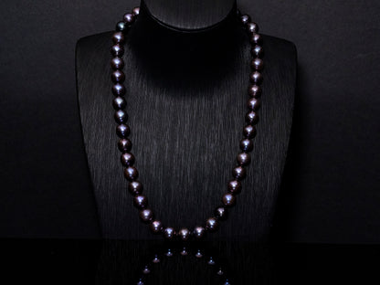 20" Tahitian Purple Pearl Necklace | AAAAA Grade | 14K Clasp [cnT039]