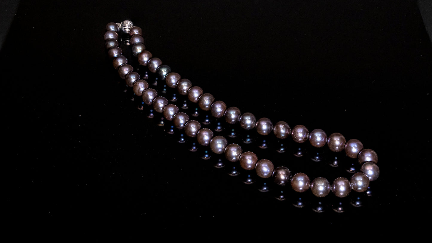 20" Tahitian Purple Pearl Necklace | AAAAA Grade | 14K Clasp [cnT039]