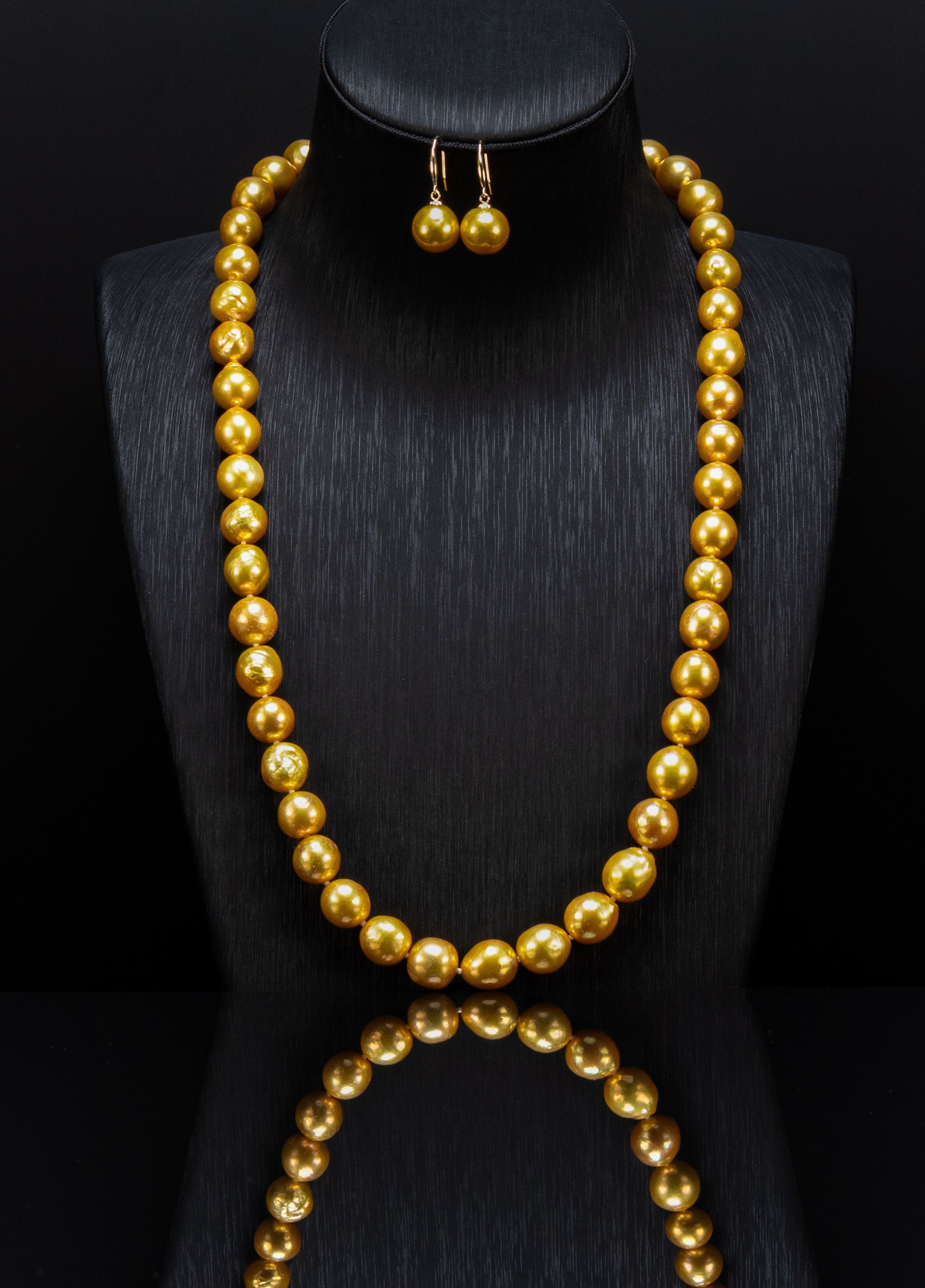22.5" Baroque Fine Golden Pearl Necklace | AAAA-TOP Luster | 14K Clasp [cn119]