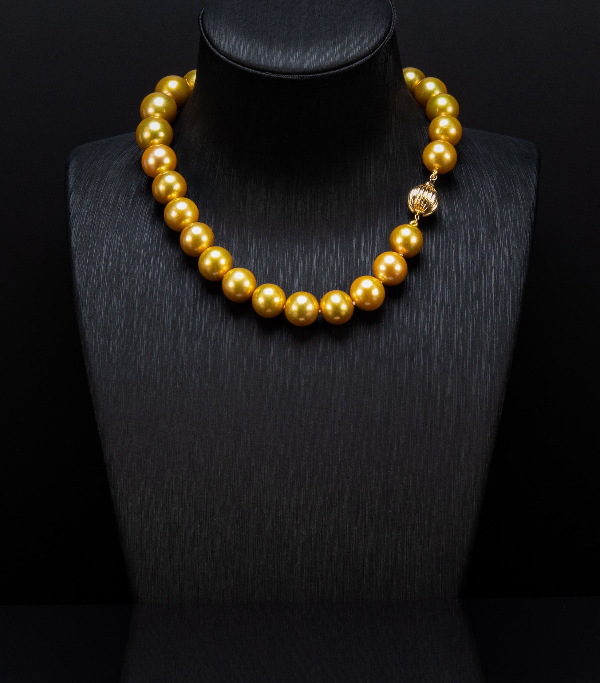 14.5" Round Fine Golden Pearl Necklace | AAAAA-TOP Luster | 14K Clasp [cn122]