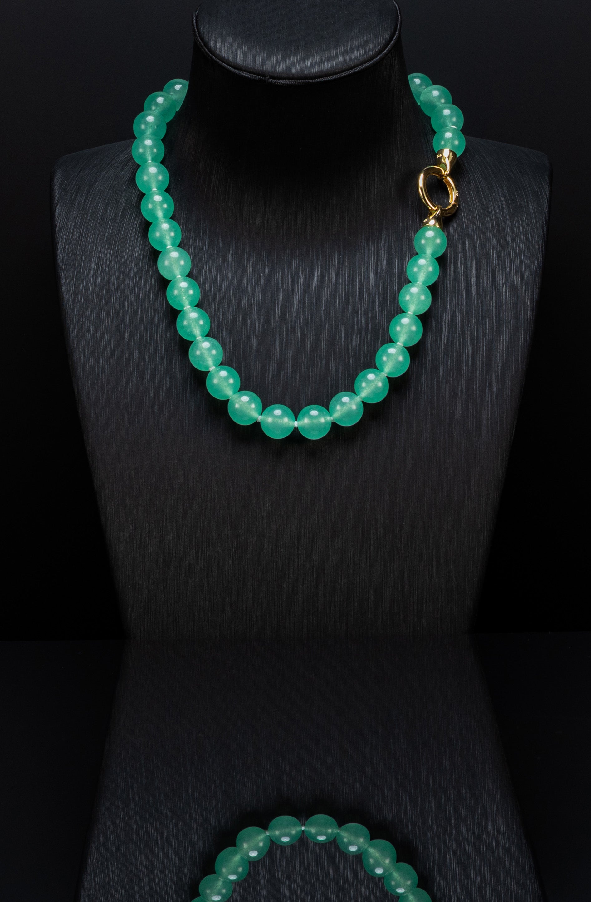 16" Jade Necklace | Plated 925s Clasp [cnS003]