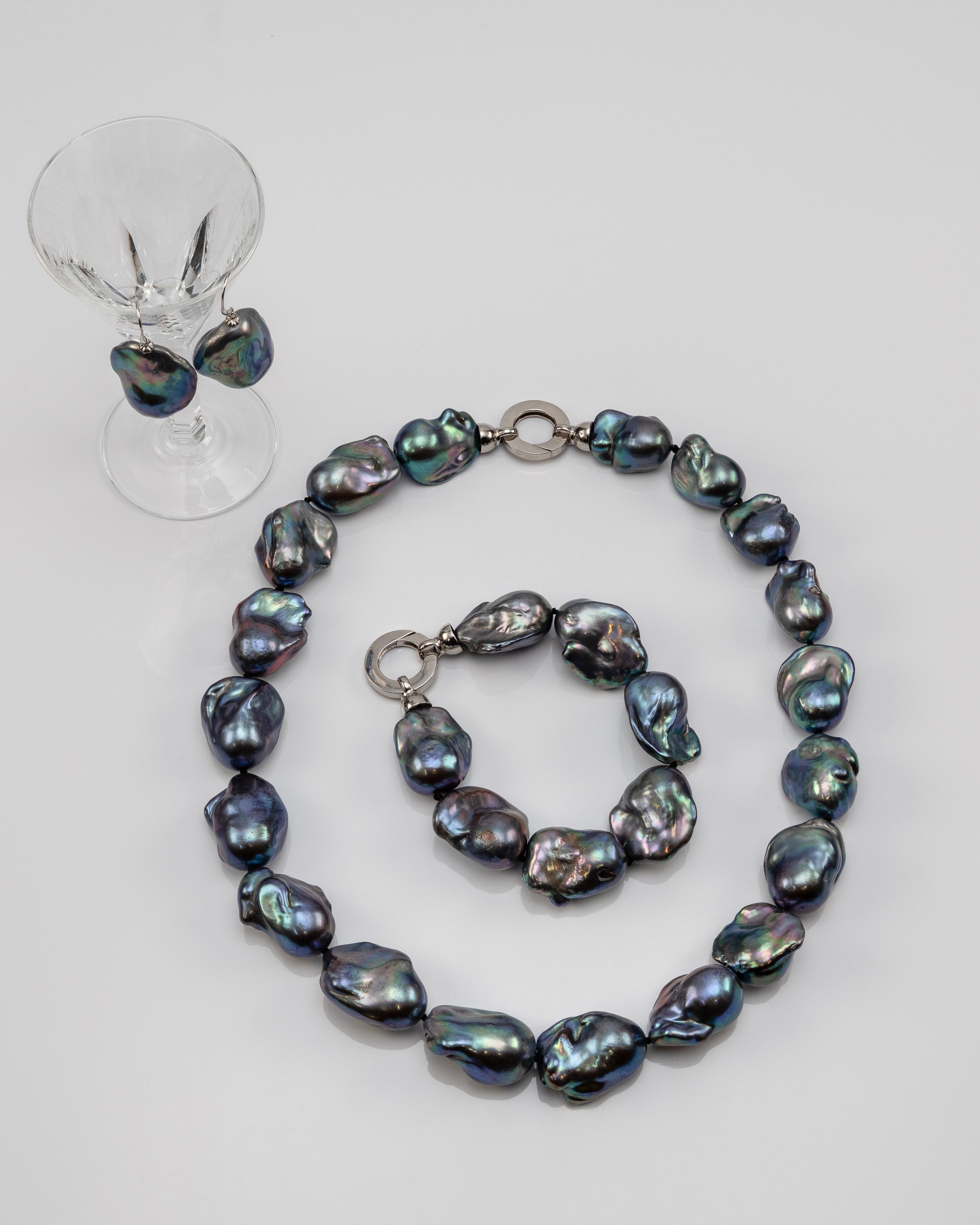 Black & Multi-Color Baroque Tahitian Pearl Drop Earring