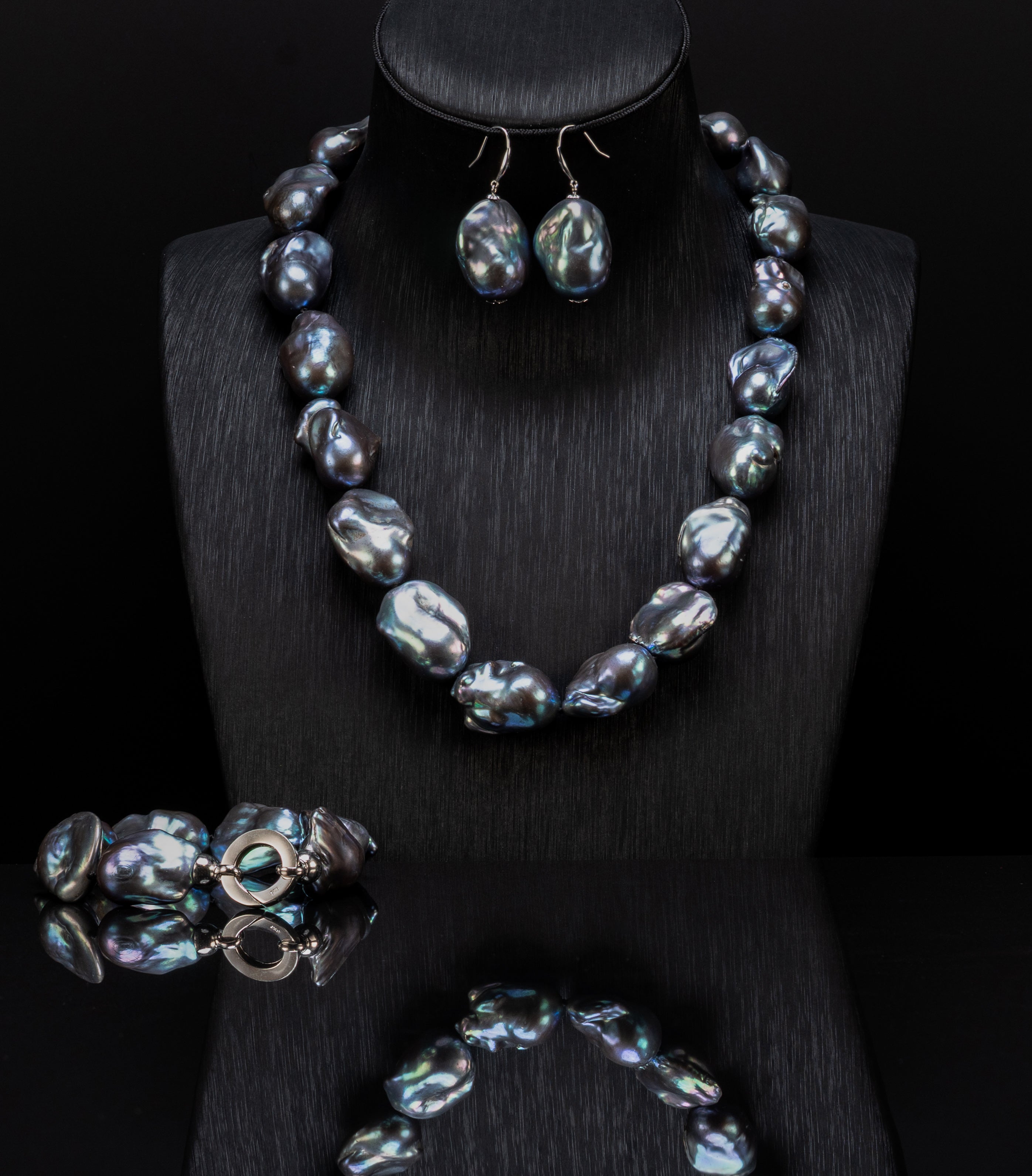 7" Black/Bue Tahitian Baroque Bracelet | 925 Sterling [bb011]