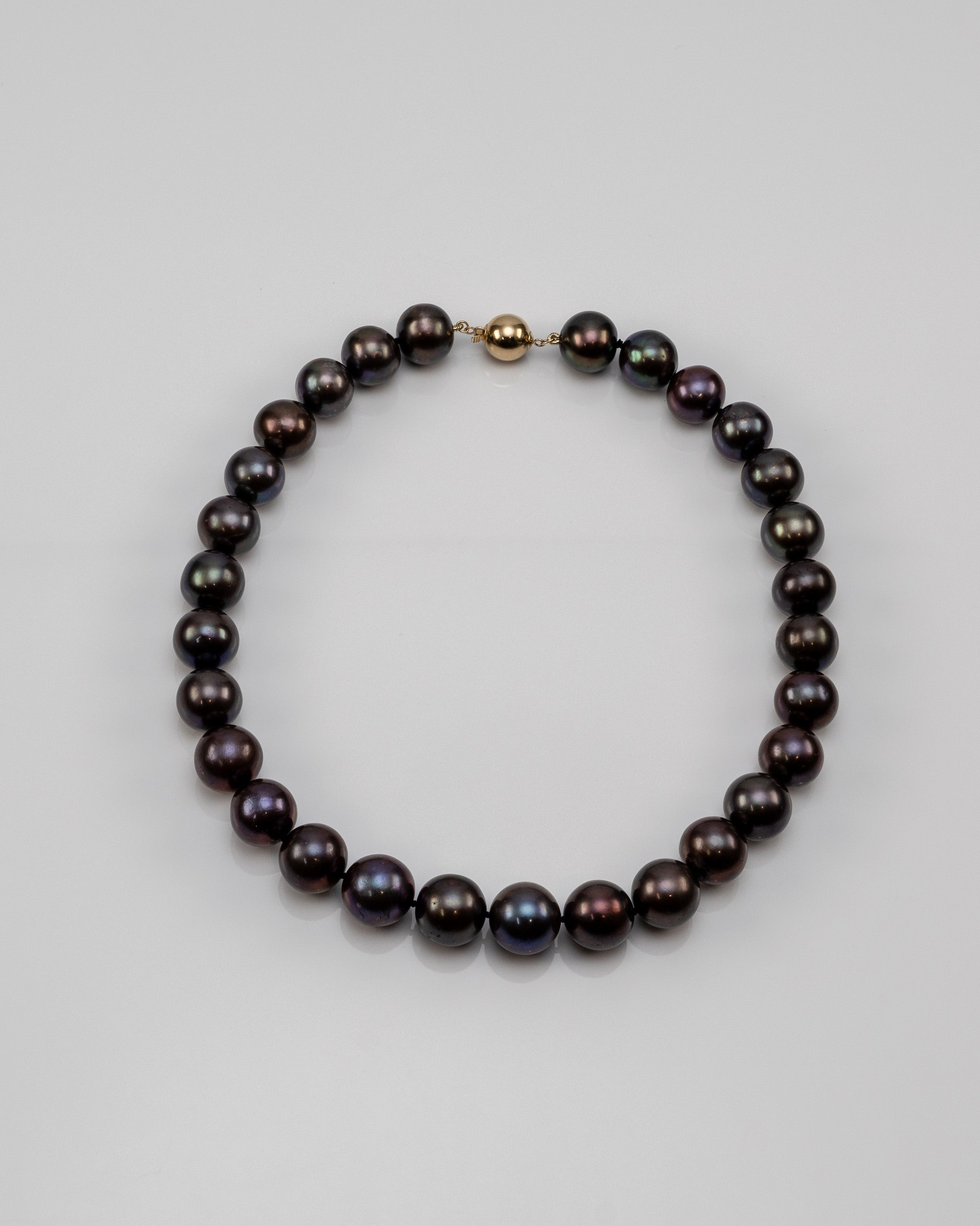 15.5" Tahitian Black Pearl Necklace | AAAAA Grade | 14K Clasp [cnT111]
