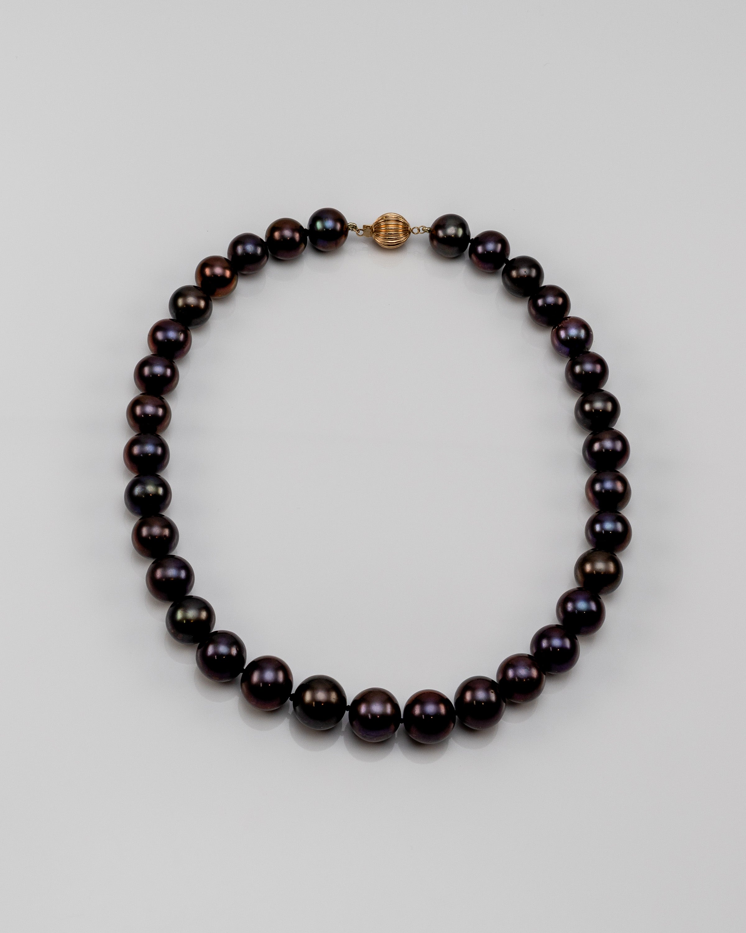 16.5" Tahitian Black Pearl Necklace | AAAAA Grade | 14K Clasp [cnT112]