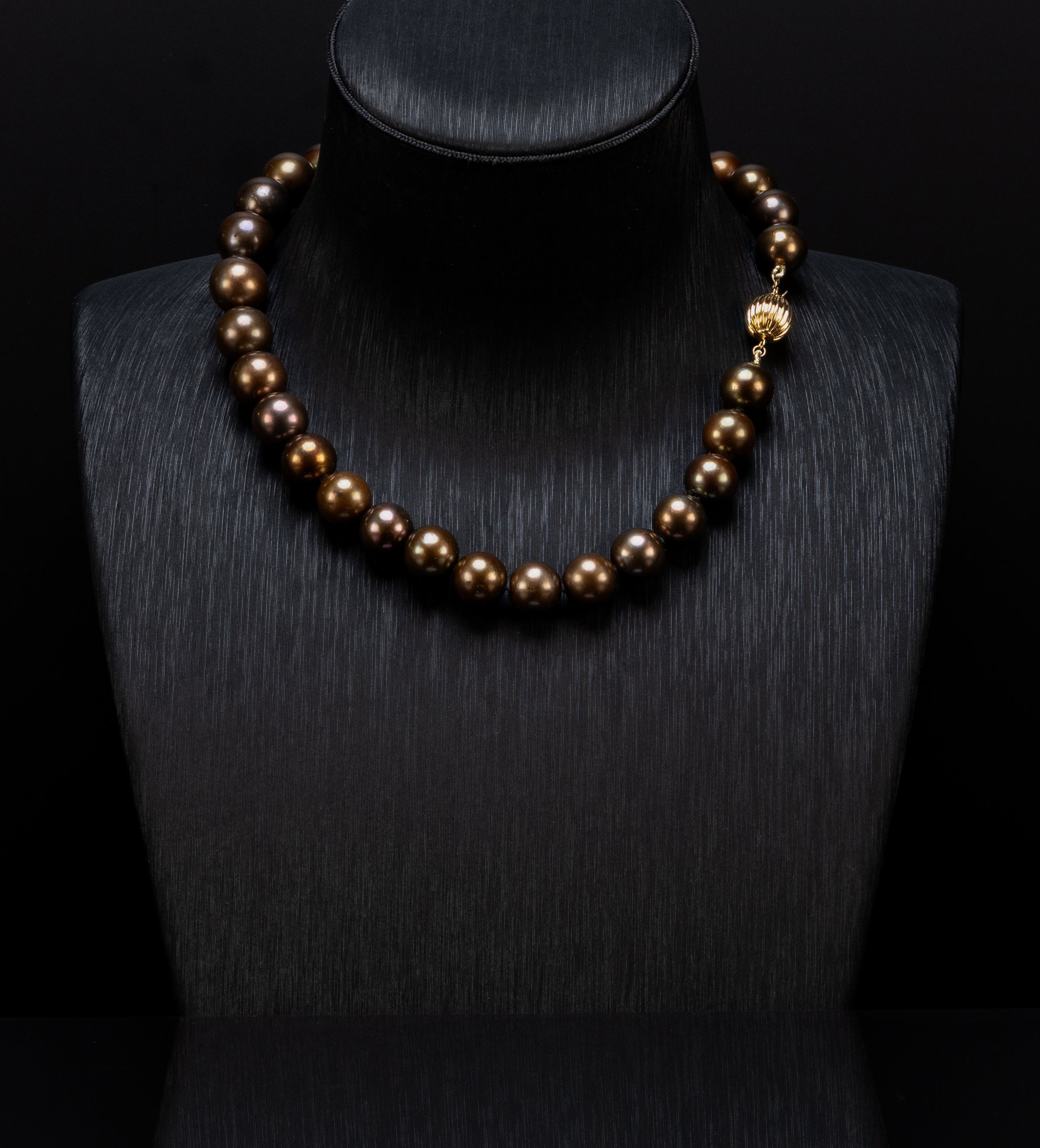 14" Tahitian Chocolate Necklace | AAAAA | 14K Clasp [cnT119]