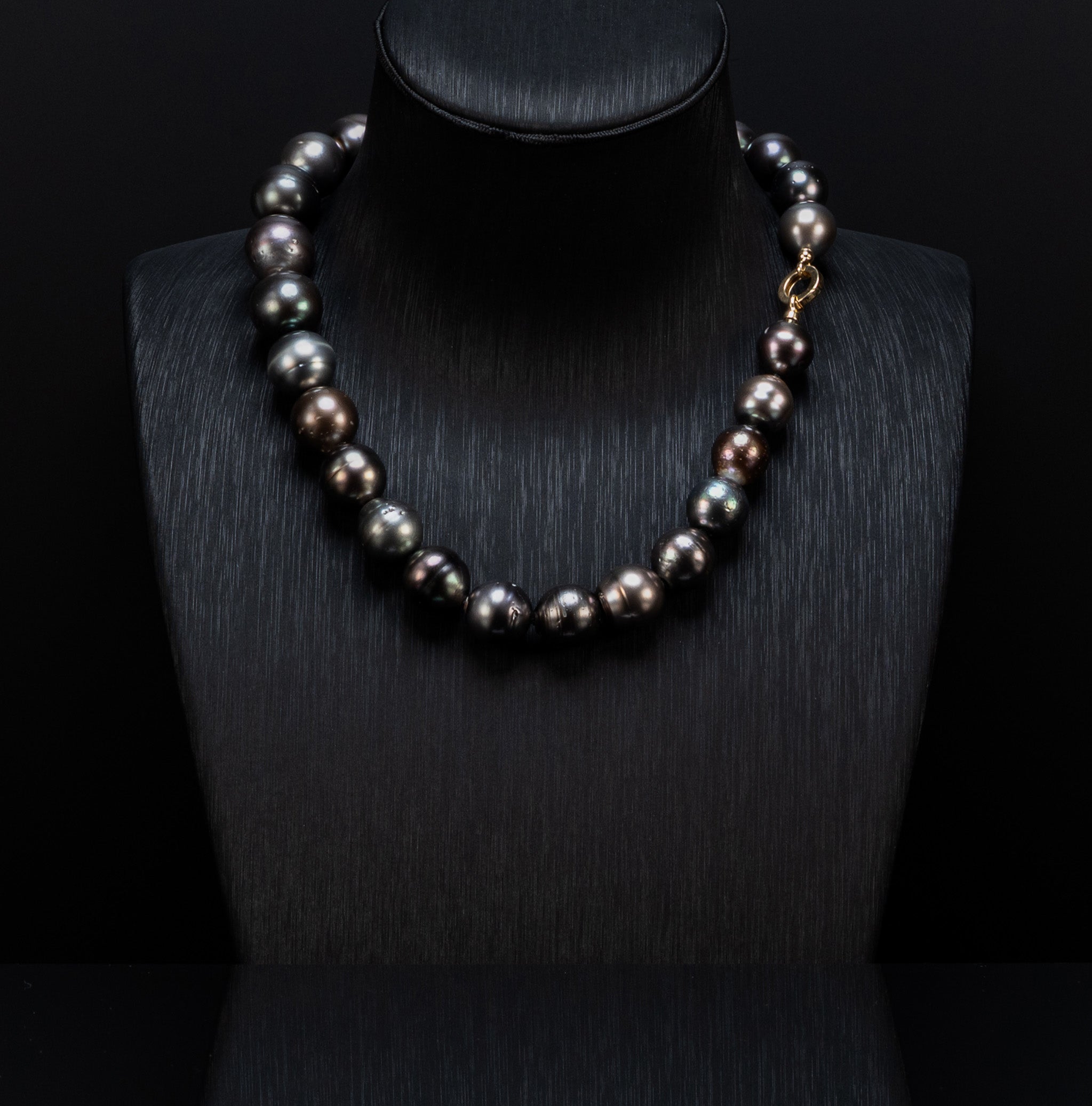 16" Tahitian Black Baroque Necklace | AAA | 14K Clasp [cnT123]