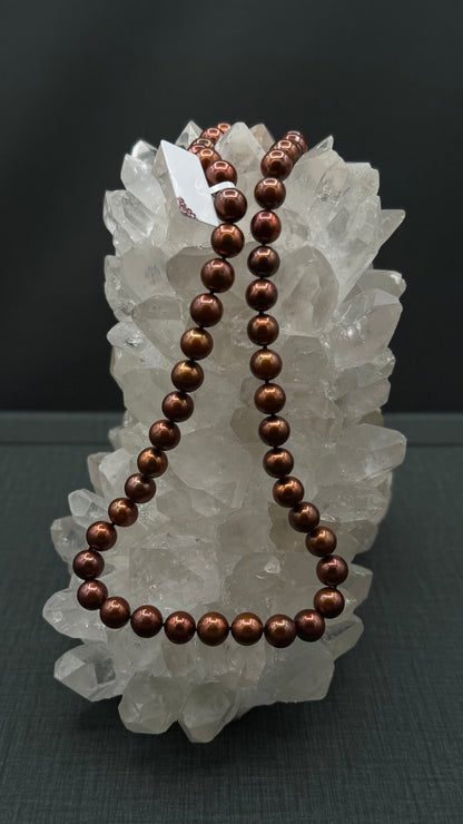 20" South Sea Natural Russet Pearl Necklace | AAAAA Excellent Grade | 14K Gold