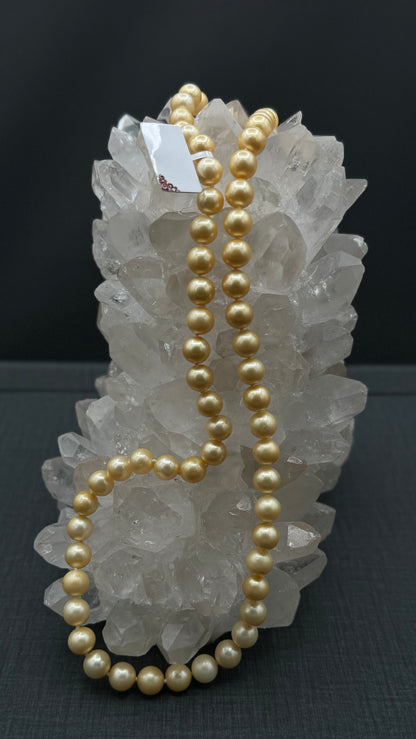 23.5" South Sea Natural Lemon Chiffon Pearl Necklace | AAA Standard Grade | No Clasp