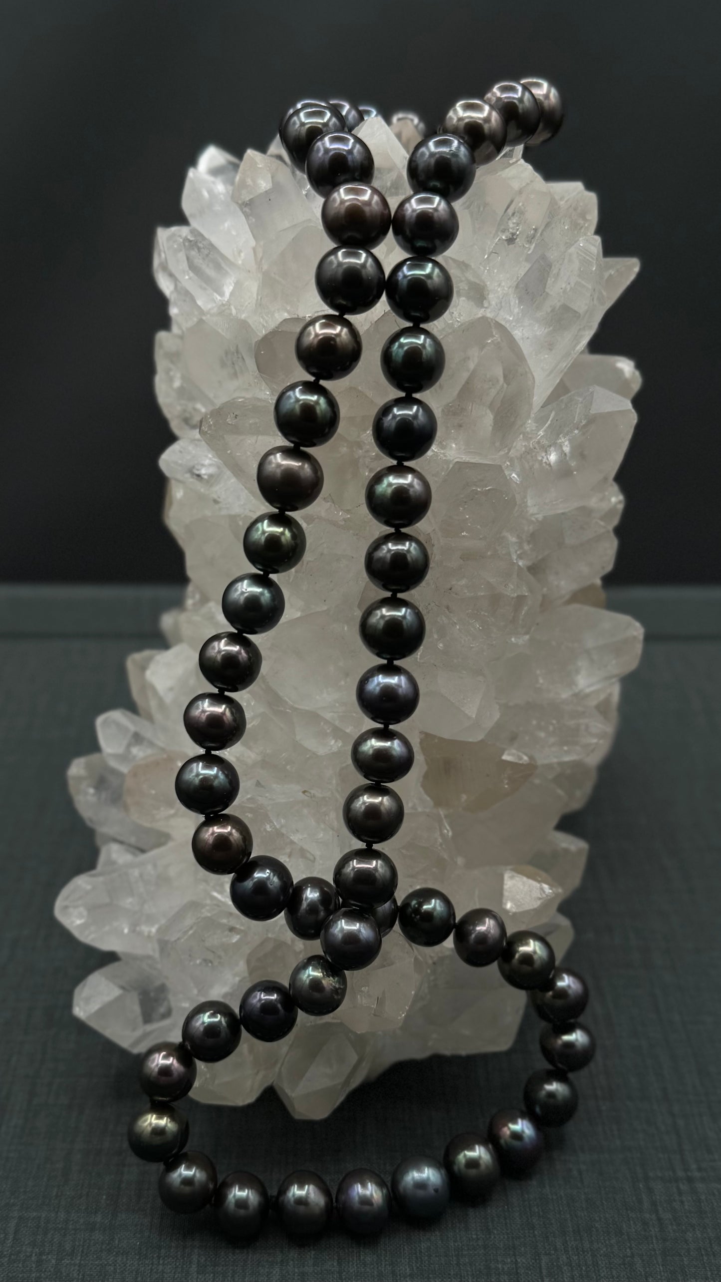 26" Tahitian Black Pearl Necklace | AAAAA Excellent Grade | No Clasp