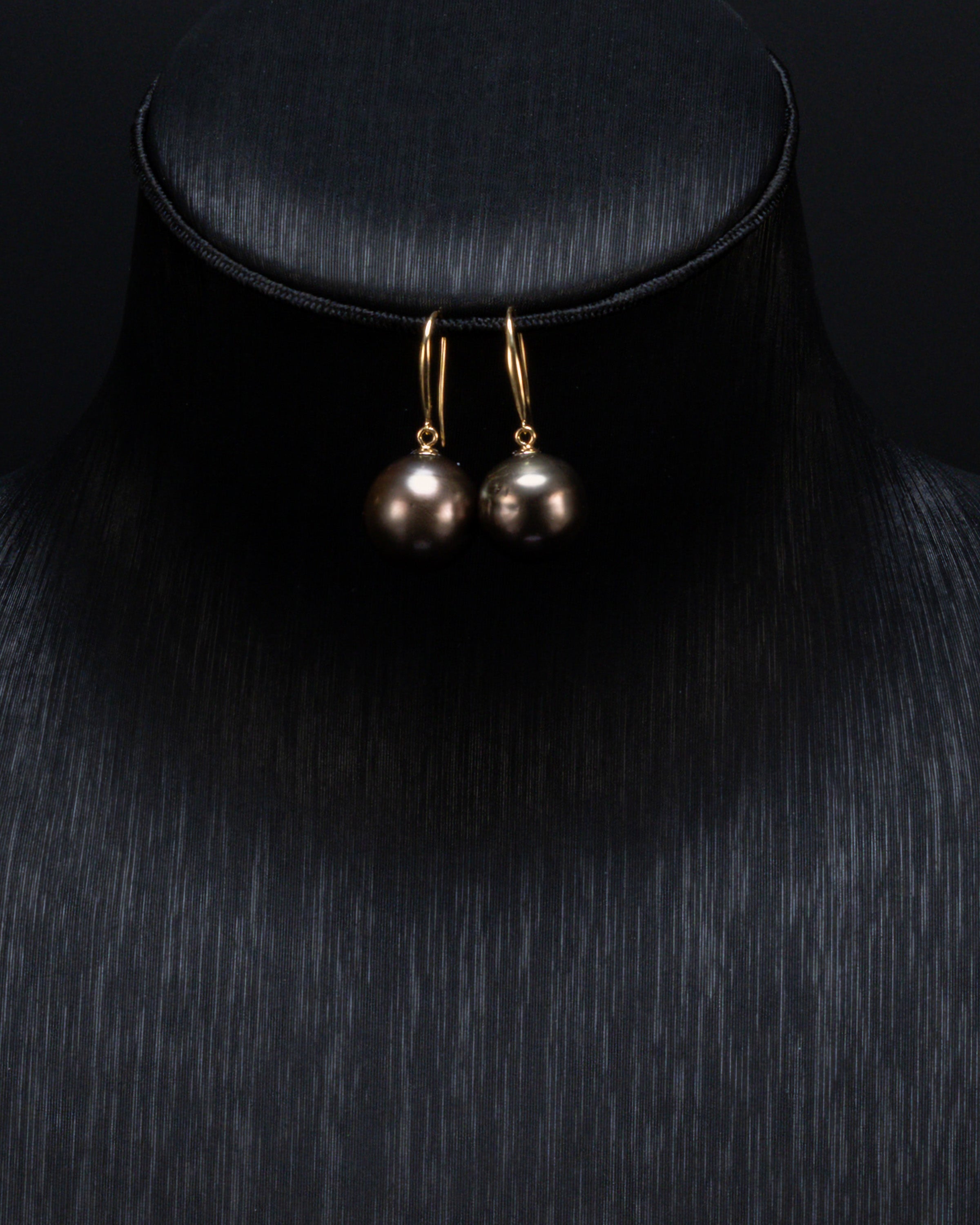 Black Baroque Tahitian Pearl Drop Earrings