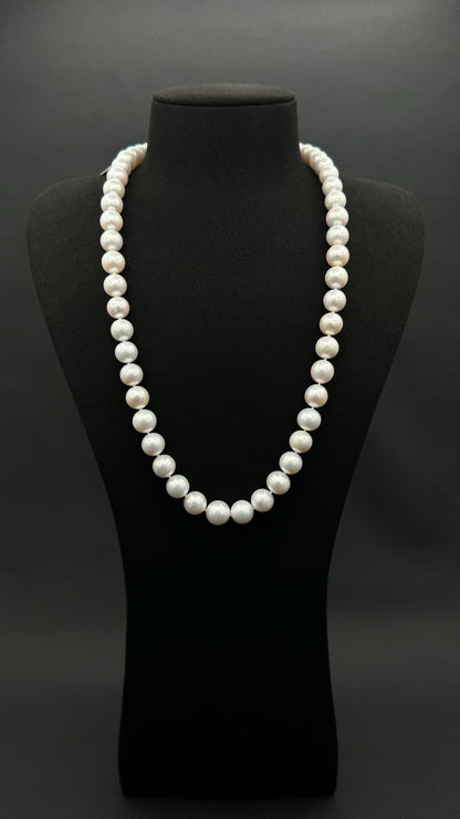 24" South Sea White Pearl Necklace | TOP Grade | 14K White Gold