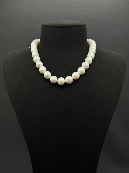 15.5" South Sea White Pearl Necklace | AAAAA Excellent Grade | 14K White Gold