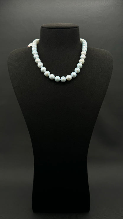 16" South Sea Natural Ice Blue Pearl Necklace | AAAAA Excellent Grade | 14K White Gold