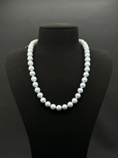 20" South Sea Natural Ice Blue Pearl Necklace | AAAAA Excellent Grade | 14K White Gold