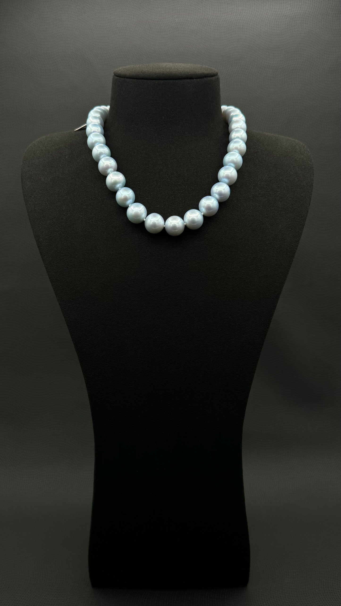 16" South Sea Natural Sky Blue Pearl Necklace | AAAAA Excellent Grade | 14K White Gold