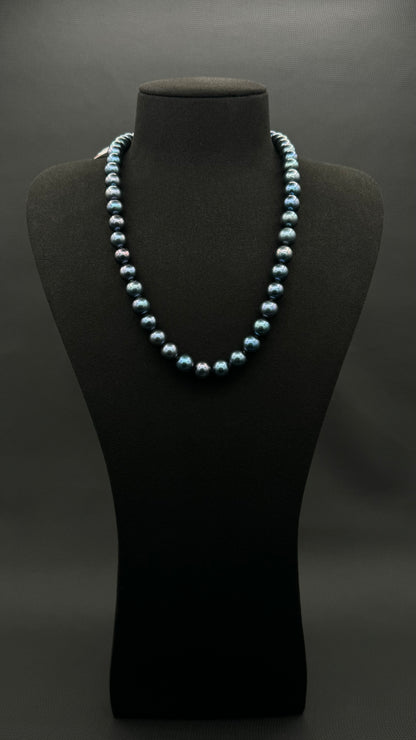 20" South Sea Natural Cobalt Blue Pearl Necklace | AAAA Superb Grade | 14K Gold