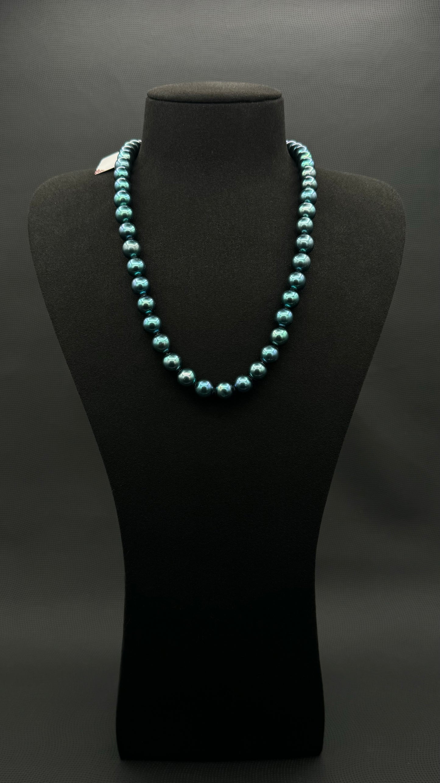 20" South Sea Natural Deep Blue Teal Pearl Necklace | AAAAA Excellent Grade | 14K White Gold