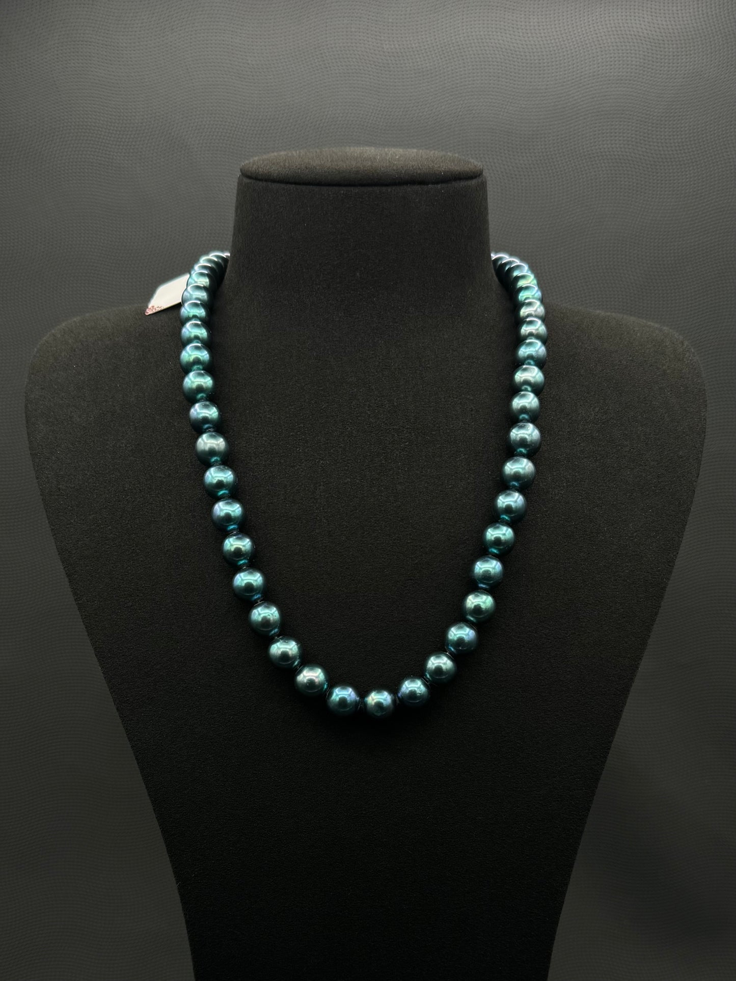 20" South Sea Natural Deep Blue Teal Pearl Necklace | AAAAA Excellent Grade | 14K White Gold