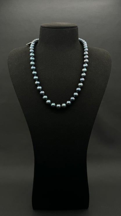 20" South Sea Natural Blue Jean Pearl Necklace | AAAA Superb Grade | 14K White Gold