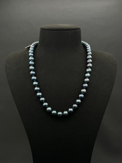 20" South Sea Natural Blue Jean Pearl Necklace | AAAA Superb Grade | 14K White Gold