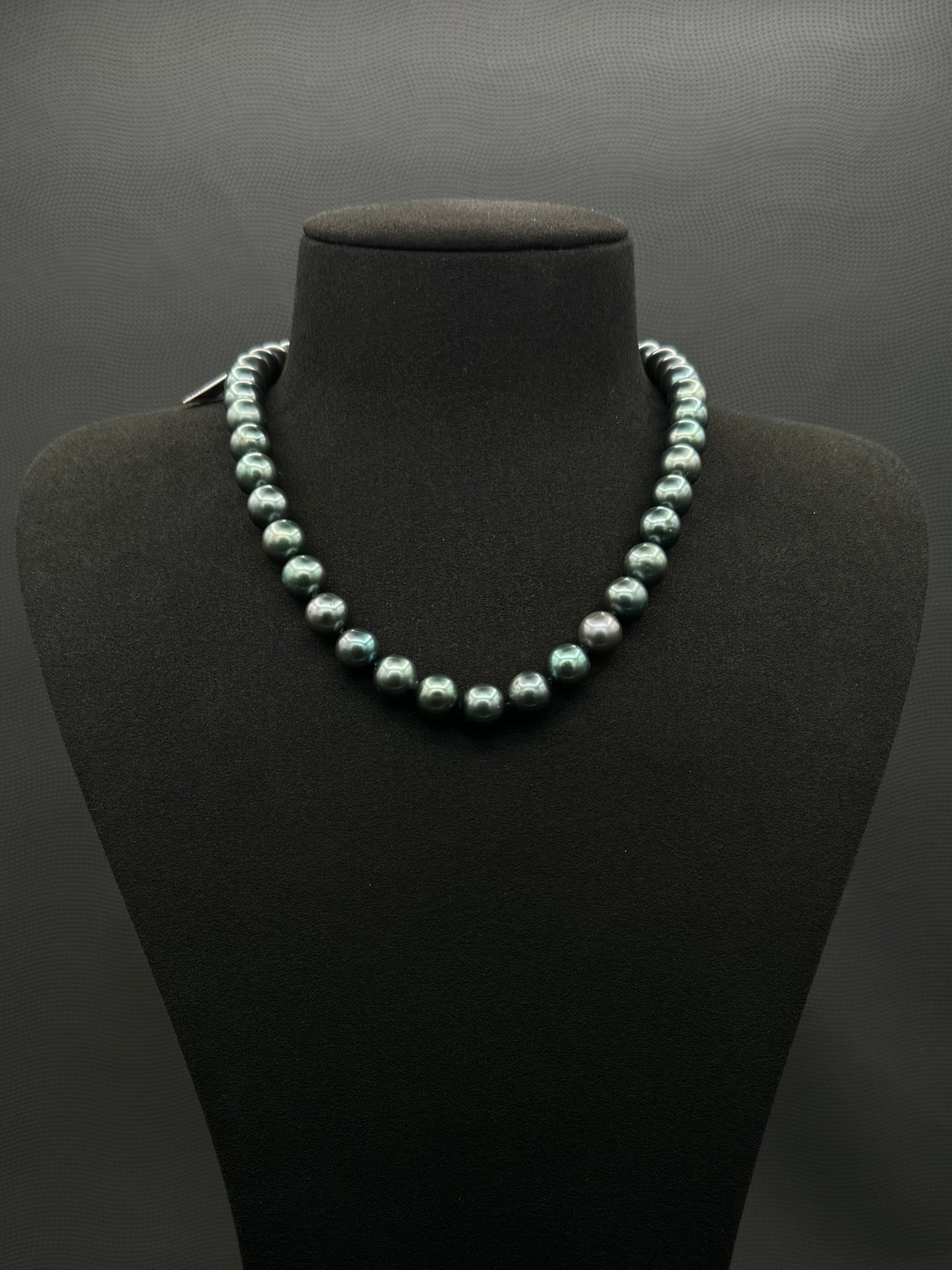 16" South Sea Natural Muted Green Pearl Necklace | AAAA Superb Grade | 14K Gold