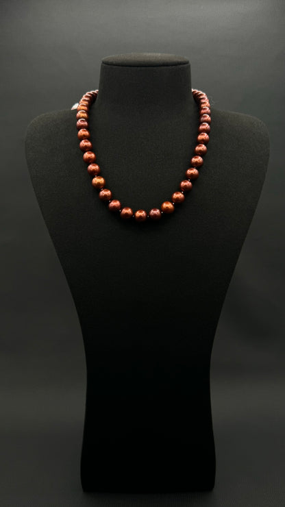 18" South Sea Natural Russet Pearl Necklace | AAAAA Excellent Grade | 14K Gold