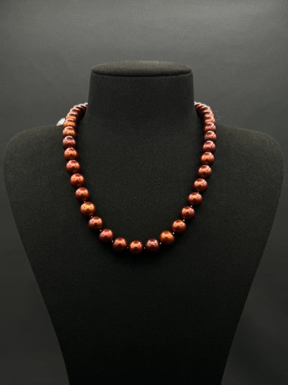 18" South Sea Natural Russet Pearl Necklace | AAAAA Excellent Grade | 14K Gold