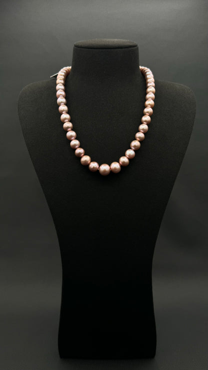 18.5" South Sea Natural Lilac Pink Pearl Necklace | AAAA Superb Grade | 14K Gold