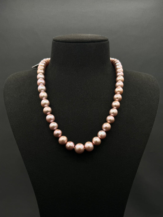 18.5" South Sea Natural Lilac Pink Pearl Necklace | AAAA Superb Grade | 14K Gold