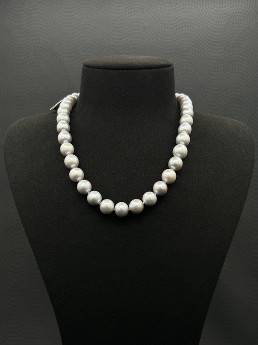 18" South Sea Natural Silver Sunset Pearl Necklace | AAAA Superb Grade | 14K White Gold