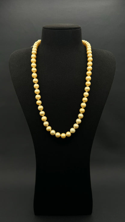 23.5" South Sea Natural Lemon Chiffon Pearl Necklace | AAA Standard Grade | No Clasp