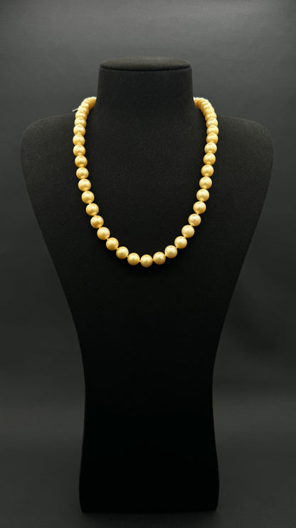 20" South Sea Natural Lemon Chiffon Pearl Necklace | AAA Standard Grade | 14K Gold