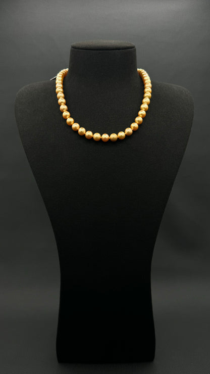 16.5" South Sea Deep Gold Pearl Necklace | AAAAA Excellent Grade | 14K Gold