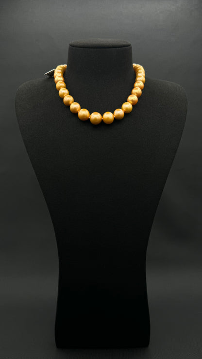 15.5" South Sea Deep Gold Pearl Necklace | AAAAA Excellent Grade | 14K Gold