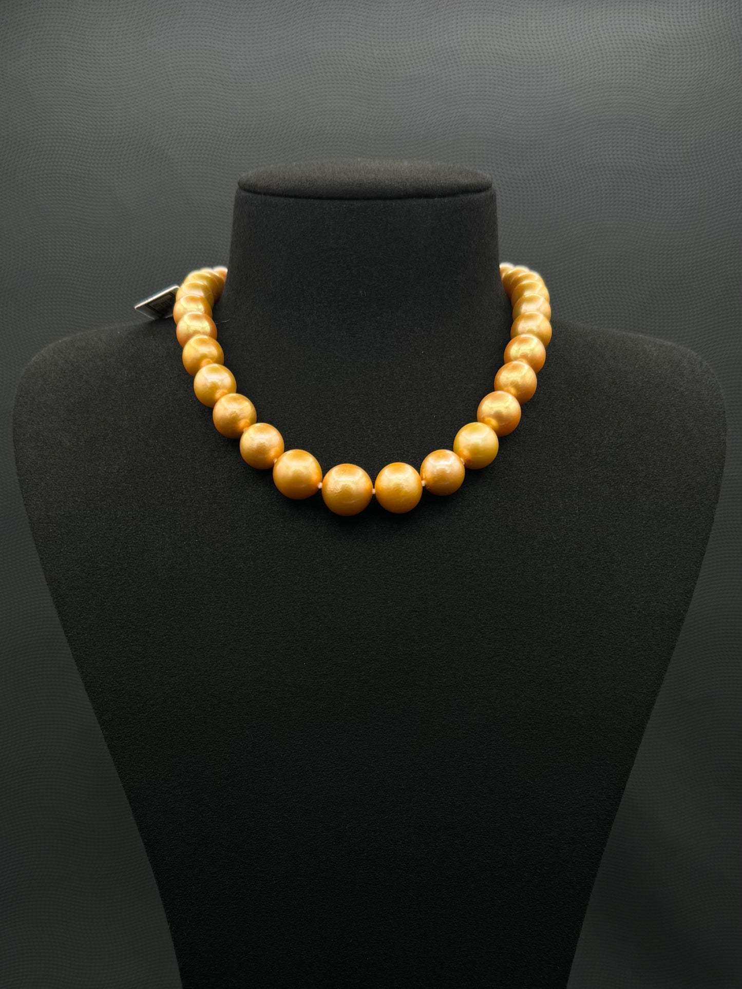 15.5" South Sea Deep Gold Pearl Necklace | AAAAA Excellent Grade | 14K Gold