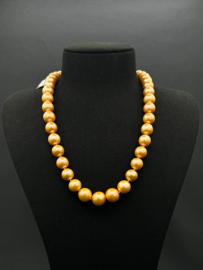 20" South Sea Deep Gold Pearl Necklace | AAAAA Excellent Grade | 14K Gold