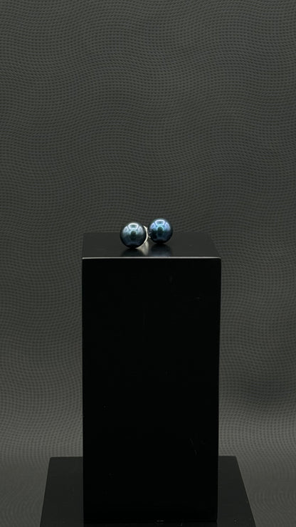 South Sea Cobalt Blue Stud Pearl Earring | AAAA (Superb) Grade | 18K White| 10mm