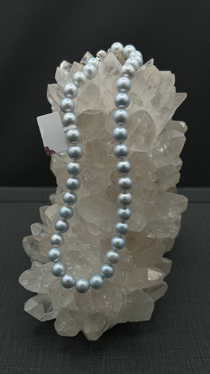 16" South Sea Natural Ice Blue Pearl Necklace | AAAAA Excellent Grade | 14K White Gold