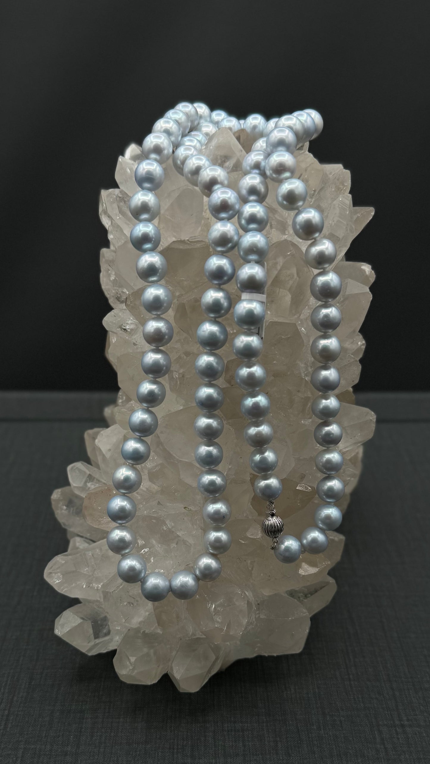 35" South Sea Natural Ice Blue Pearl Necklace | AAAAA Excellent Grade | No Clasp