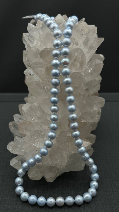 26" South Sea Natural Sky Blue Pearl Necklace | AAAAA Excellent Grade | No Clasp